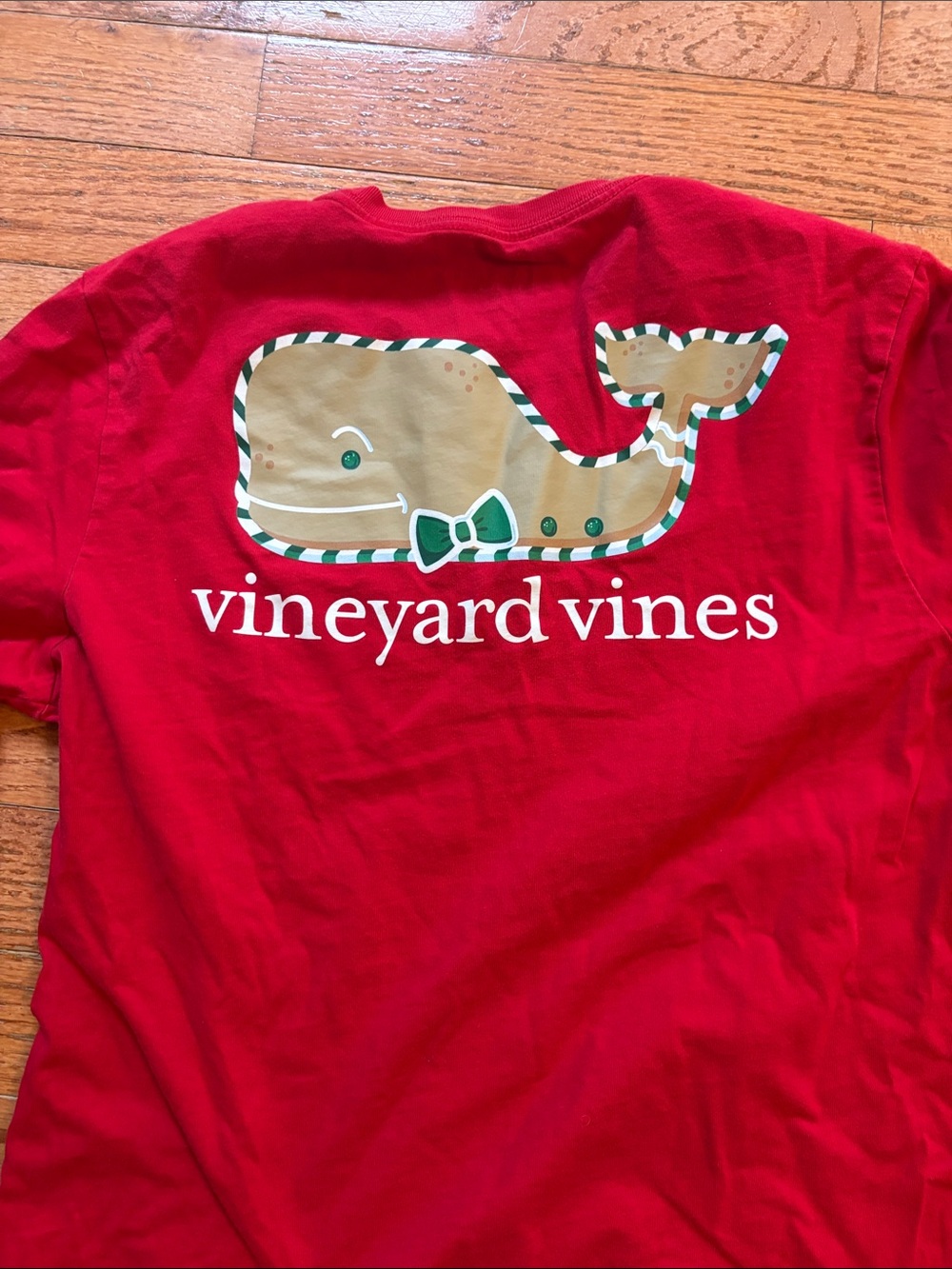 Vineyard Vines Christmas Long-Sleeve Pocket Tee in Red with Whale Logo